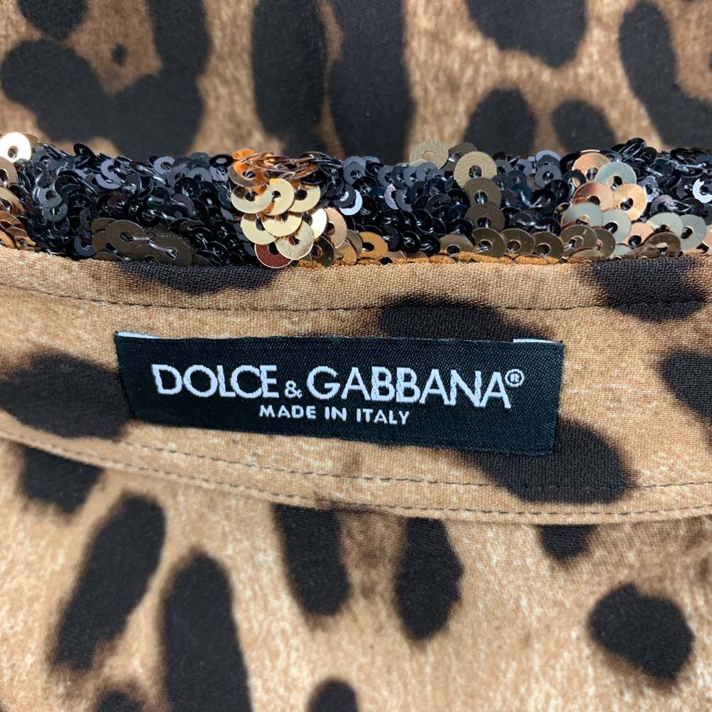 DOLCE & GABBANA Tan Brown Viscose Blend Animal Print Hidden Placket Shirt - Picture 7 of 7